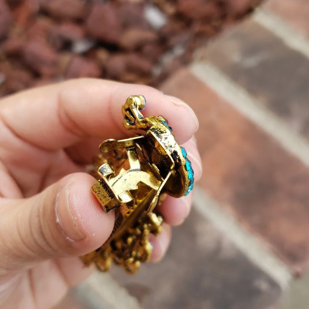Vintage Womens Hair Barrette Peacock Rhinestone Hair Clip Victorian Timeless